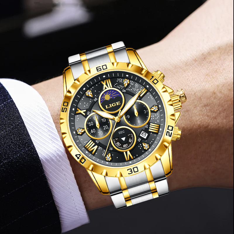 Luxury Watch Brands - LIGE Top Brand Luxury Quartz Man