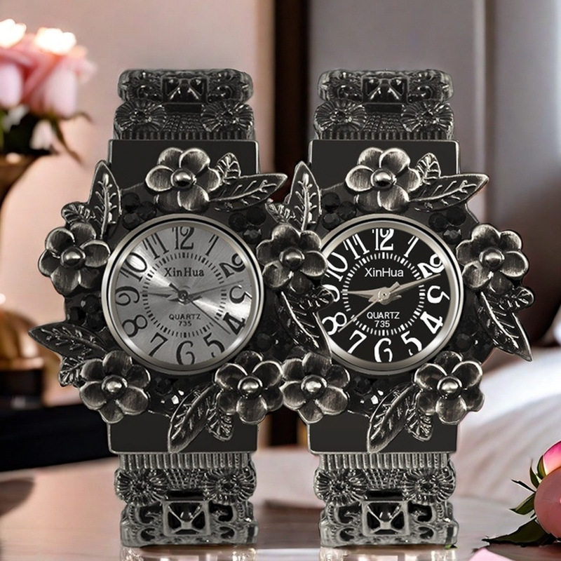 Luxury Watch All Black - Black Vintage Women Watch Bracelet 3D