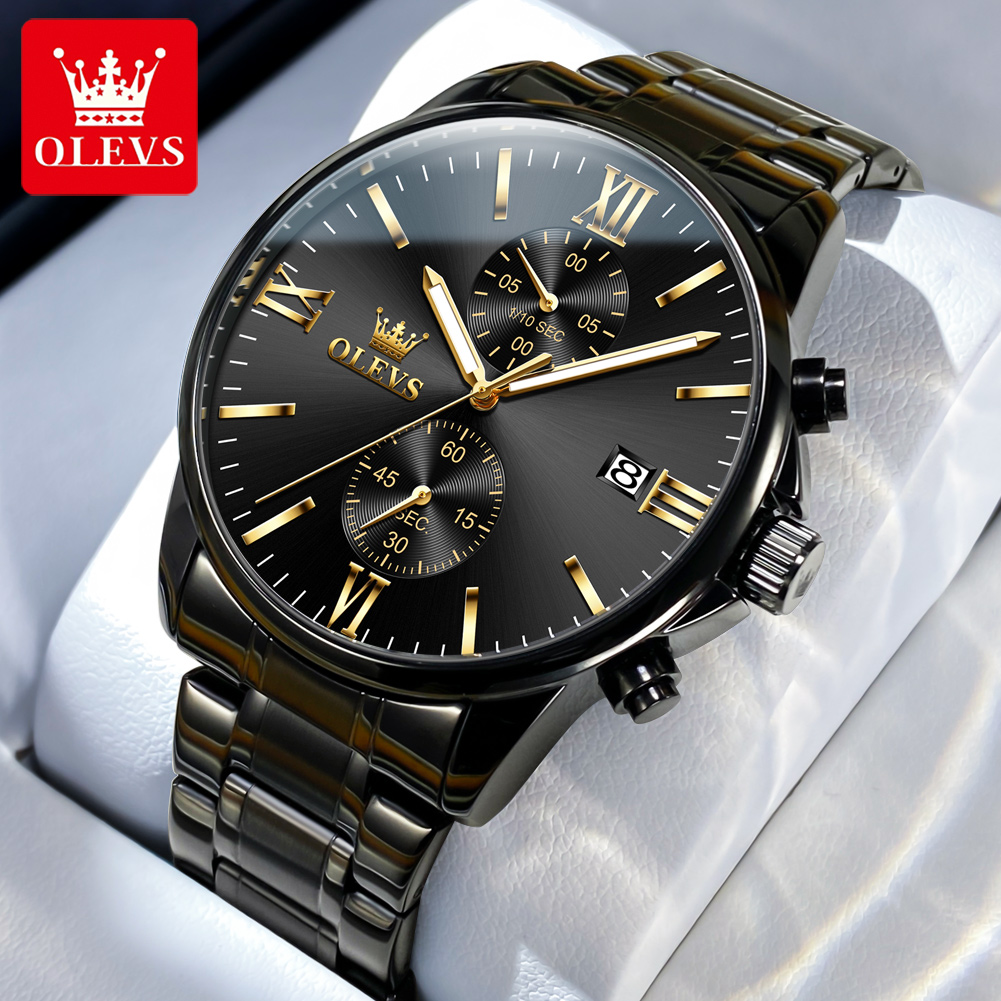 Luxury Watch All Black - OLEVS 2886 Classic Black Quartz Watch