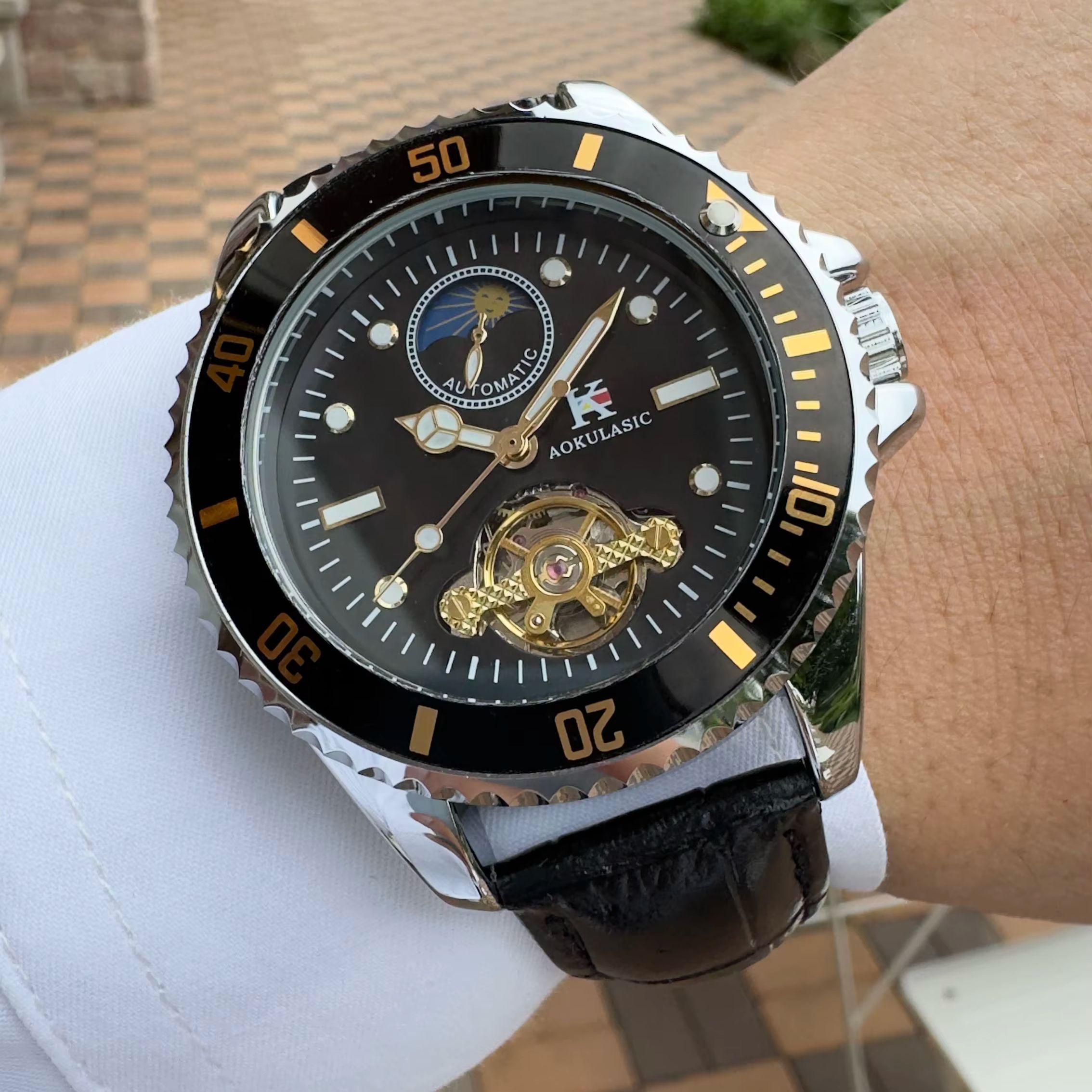 Tourbillon Movement Watch - AOKULASIC Fashion Tourbillon Mechanical Watch for