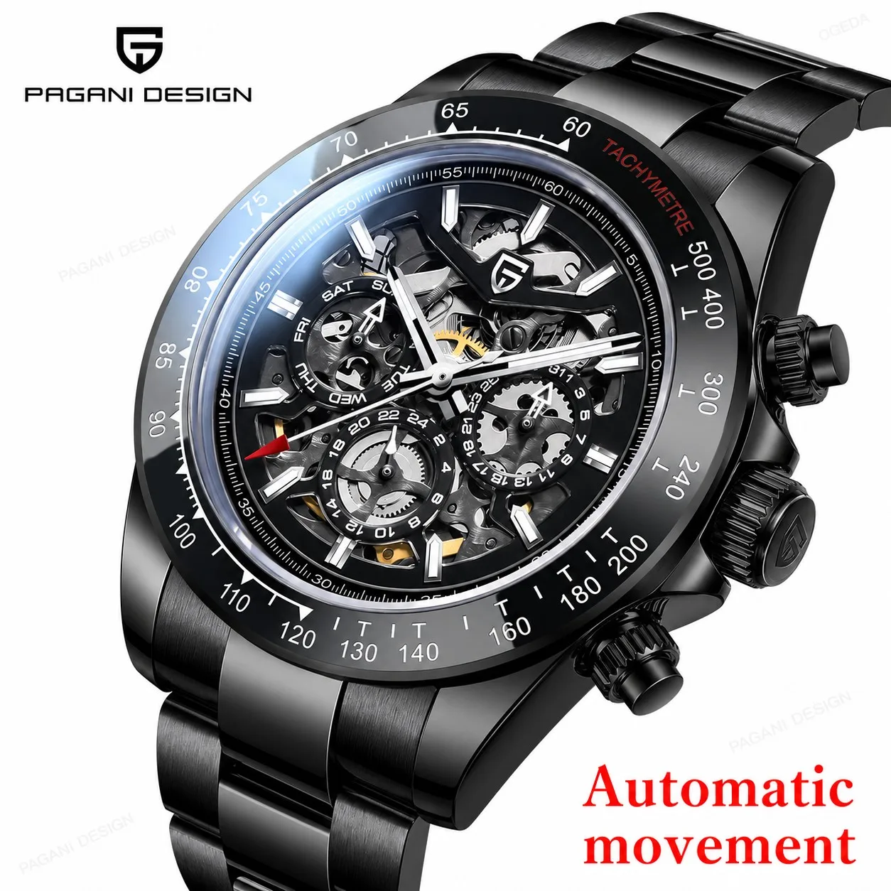 Tourbillon Movement Watch - PAGANI DESIGN Dual Side Hollow Automatic