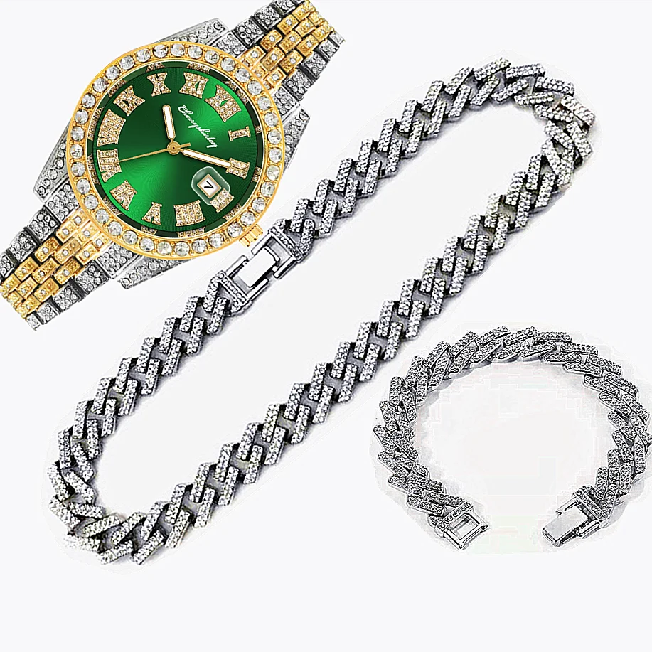 3pcs Luxury Iced Out Watch for - Luxury Watch Miami review and price
