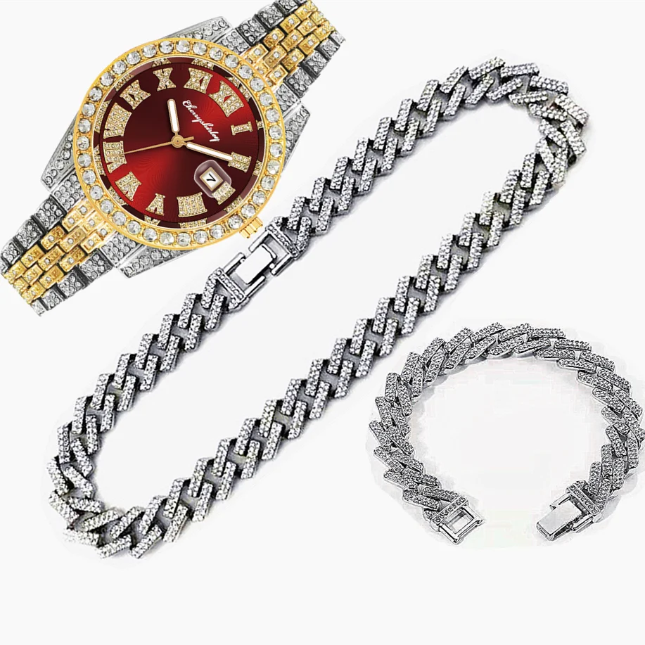 3pcs Luxury Iced Out Watch for - Luxury Watch Miami review and price