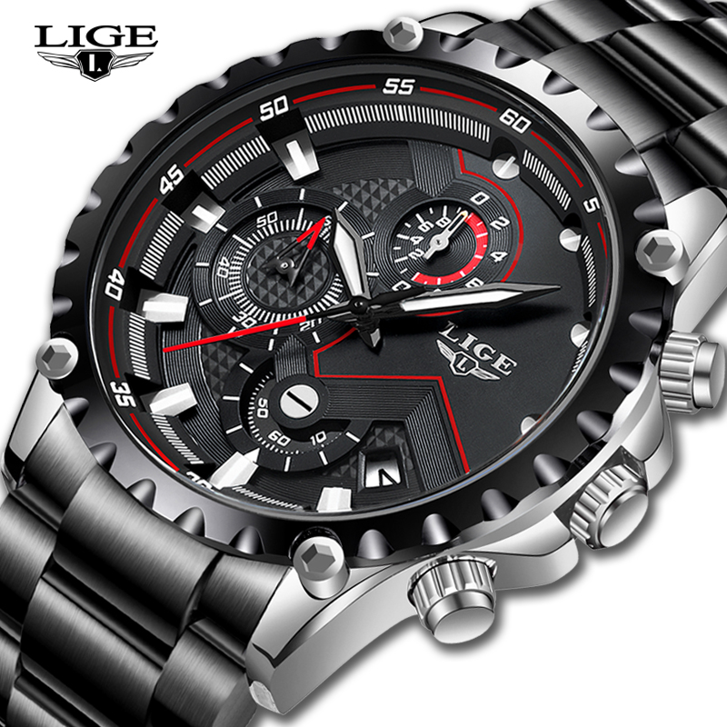 LIGE Top Brand Luxury Mens Fas - Luxury Watch All Black review and price